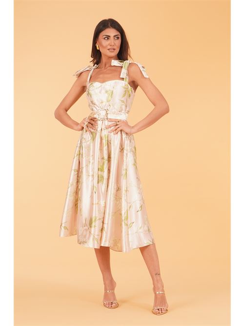 Abito in raso fantasia twins fantasy | T4854BEIGE